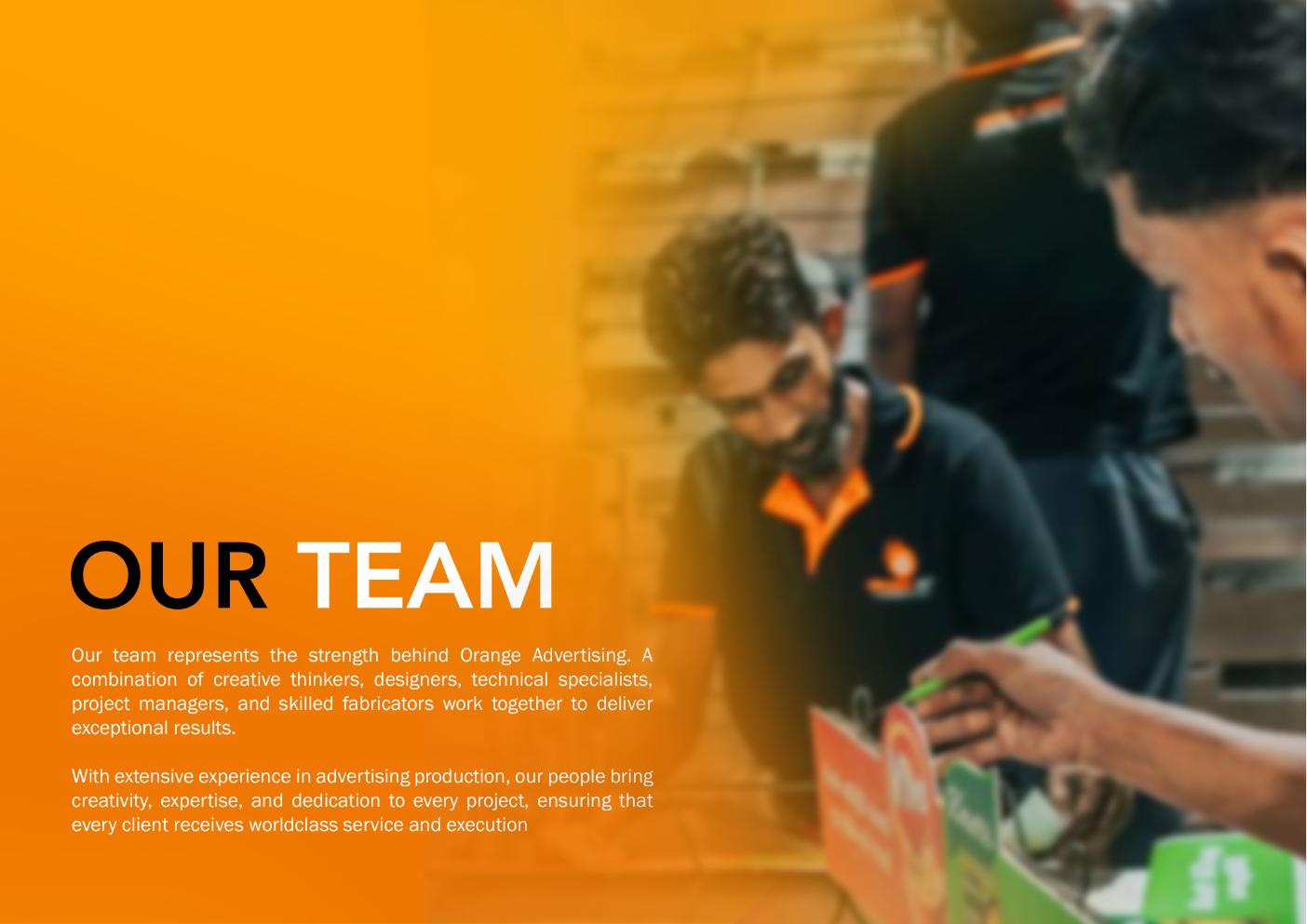 Orange Hit team members at work